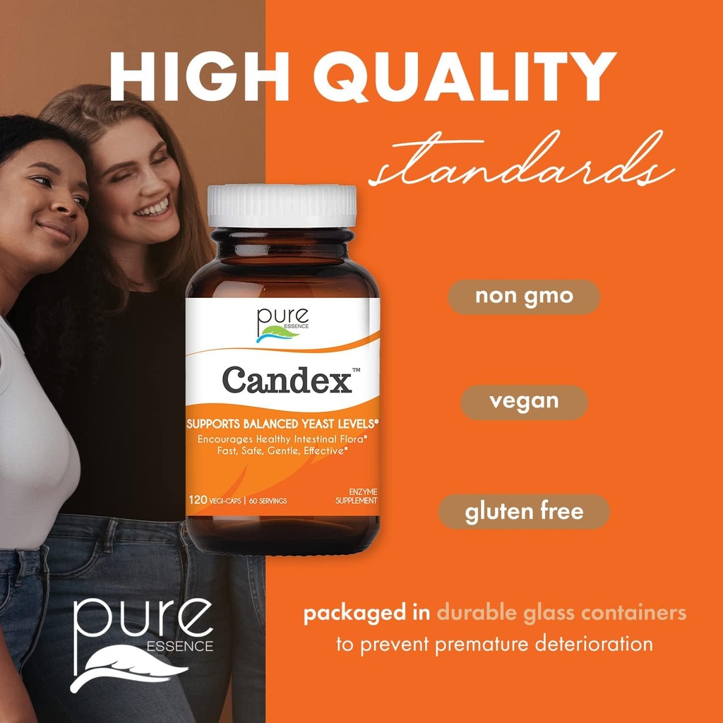 Pure Essence Candex Supplement - Yeast Overgrowth Supplement with Digestive Enzymes, Yeast Infection Probiotic Treatment for Men and Women - 120 Capsules 6