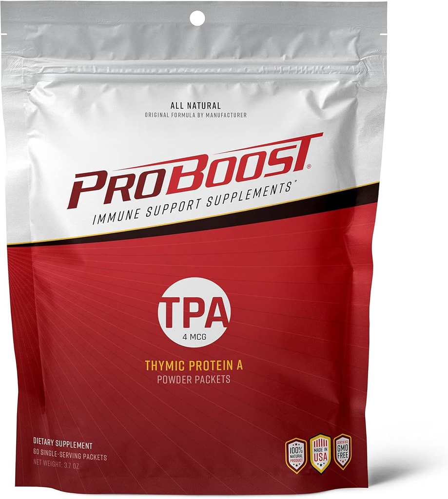 4 McG Thymic Protein A (TPA) Powder Packets - All Natural, Non-GMO, Immune Regulation and Support Supplement - 60 Packets, 4 McG TPA/Serving 2