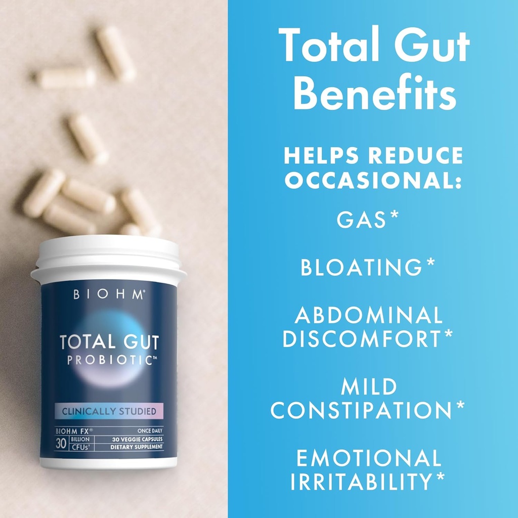 BIOHM Total Probiotic and Gut-Brain Connection Bundle, 30 Billion CFU Daily Probiotic with Good Bacteria, Fungi, Support Memory, Concentration, Focus, and Balanced Gut, 30 Servings Each 4