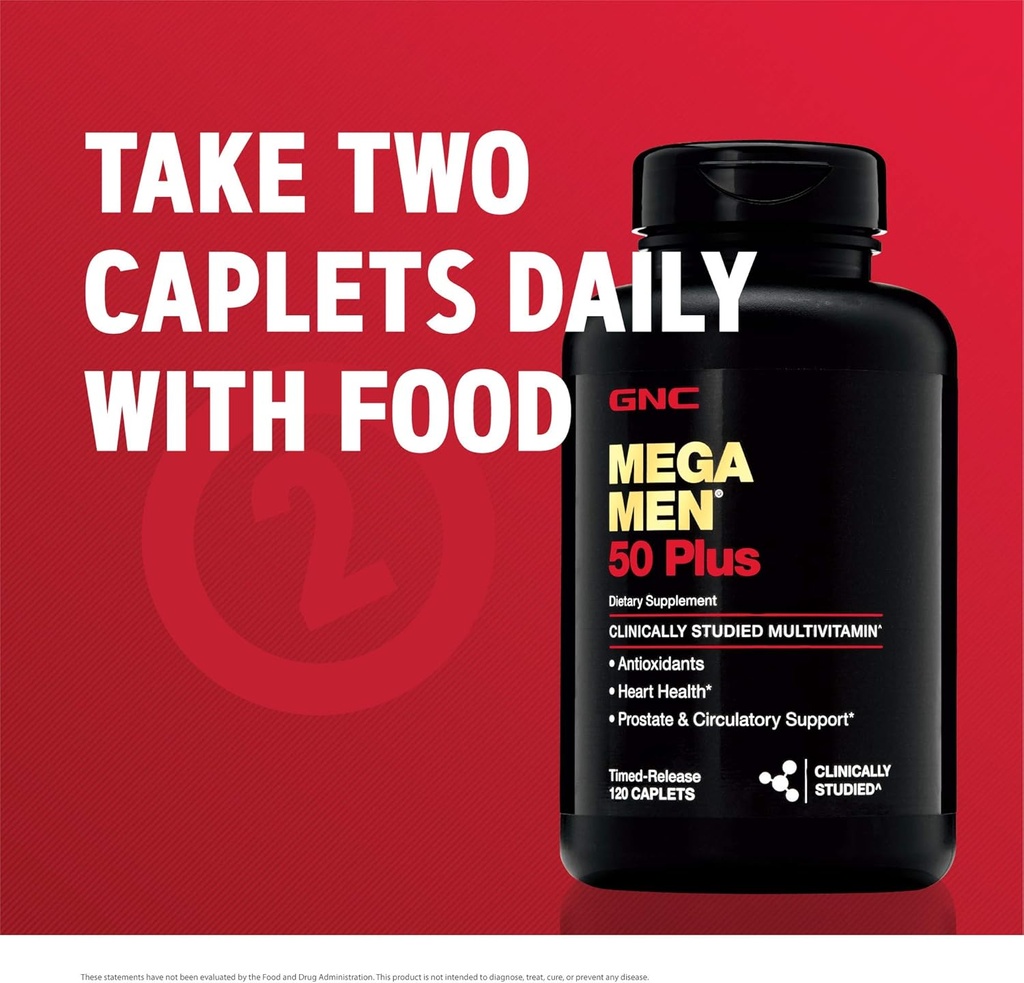GNC Mega Men 50 Plus Daily Multivitamin for Men | Supports Memory Function, Prostate, and Heart Health | 60 Count 5