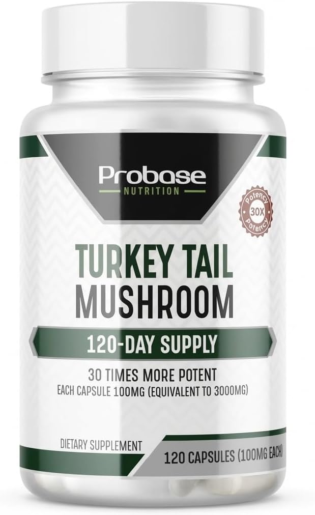 Probase Nutrition Premium Turkey Tail Mushroom Capsules Turkey Tail Supplement with Real Mushroom Extract Coriolus Versicolor 4 Month Supply 120 Capsules 2