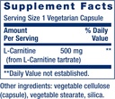 Life Extension L-Carnitine – 500 mg, Energy Supplement, Memory Supplement – Free Form Amino Acid, Nitric Oxide Support – Gluten-Free, Non-GMO, Vegetarian – Two Pack - 2 x 30 Capsules 4