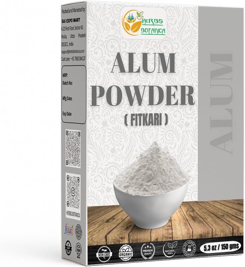 Herbs Botanica Potassium Alum Powder (Fitkari), Pure Granulated Alum for Skin Care, Canker Sores, Deodorant, Alumbre en Polvo, Natural Cleansing & Flowers, 5.3 oz 2