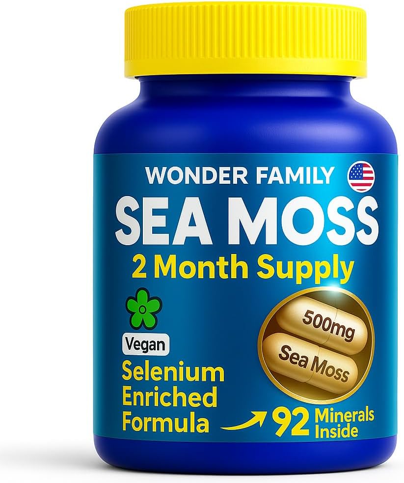 Wildcrafted Irish Sea Moss Capsules – Chondrus Crispus or True Sea Moss Advanced with Biotin, Niacinamide, Vitamins – Multimineral Supplement – Alternative to Irish Seamoss Gel – 60 Seamoss Pills 2
