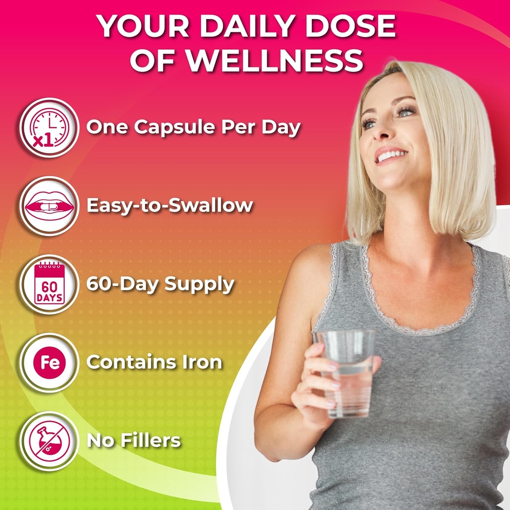 Women’s Multivitamin & Probiotic Support Bundle – 3-in-1 Probiotic with Digestive Enzymes & Prebiotic & Women’s Daily Multivitamin with Iron – Vegan, Non-GMO, Clean Daily Wellness Support 3
