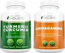 Organic Turmeric Curcumin 700mg & Bioperine + Organic Ashwagandha 1300mg & Black Pepper - Vegan Bundle - 120 + 180 Capsules - Made in USA 2