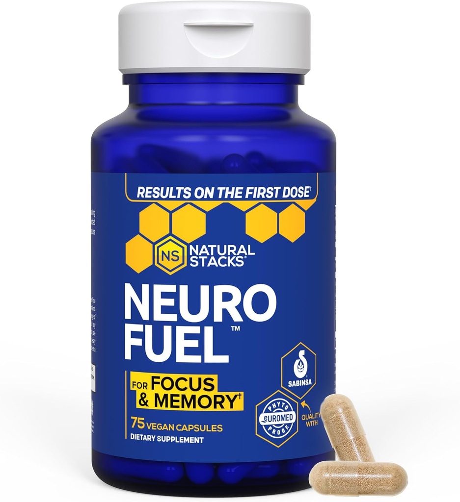 NATURAL STACKS NeuroFuel Nootropic + NeuroLife Bundle - Supports Focus, Memory & Brain Longevity* - Brain Health Supplements - 135 Total Capsules 4