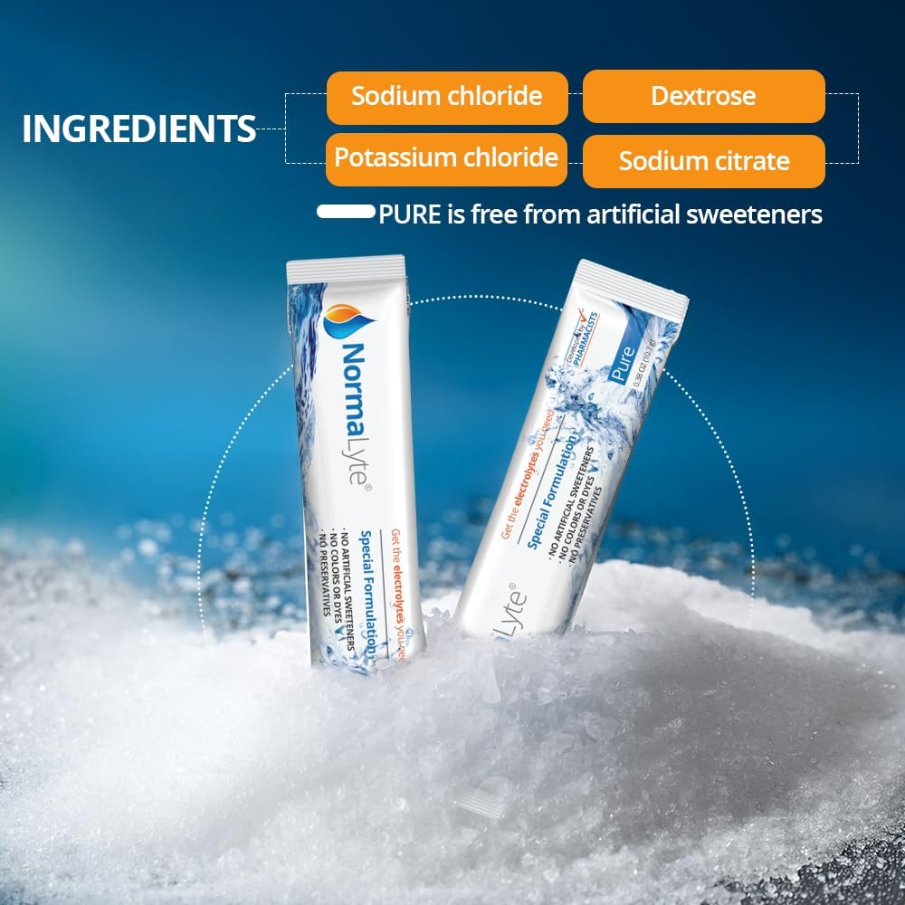 NormaLyte Oral Rehydration Salts-2 Pouches - 60 Sticks (Yields 500mL per Pack)-Pure| Energy Supplements, Potassium Supplement, Dehydration Recovery and Quick Absorption 6
