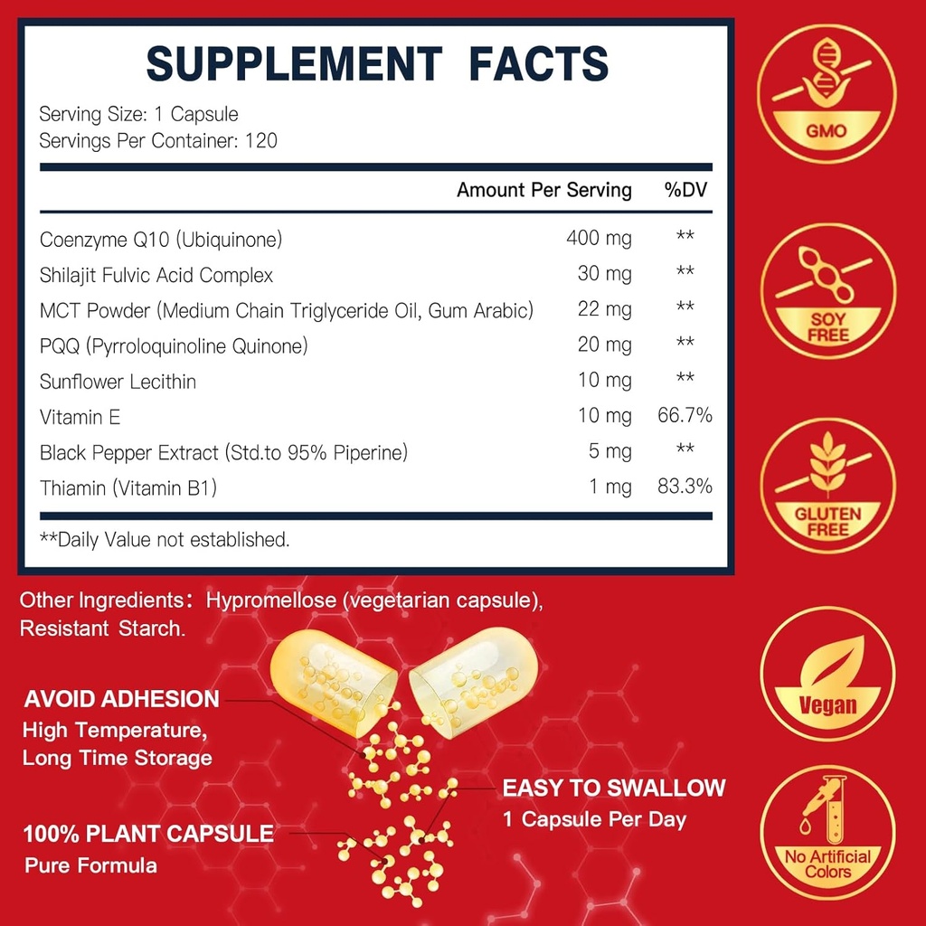 DRFOSTER COQ10 Supplements with PQQ, 118 Veggie Capsules 3