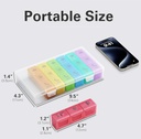 BUG HULL Pill Organizer 3 Times a Day, Large Weekly Medicine Pill Organizer 3X a Day, 7 Day Pill Box Cases Morning Noon Evening for Vitamin, Cod-Liver Oil, Supplements (Rainbow White) 6