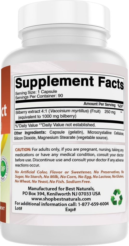 Best Naturals Bilberry 1000 Mg 90 Capsules (90 Count (Pack of 3)) 5