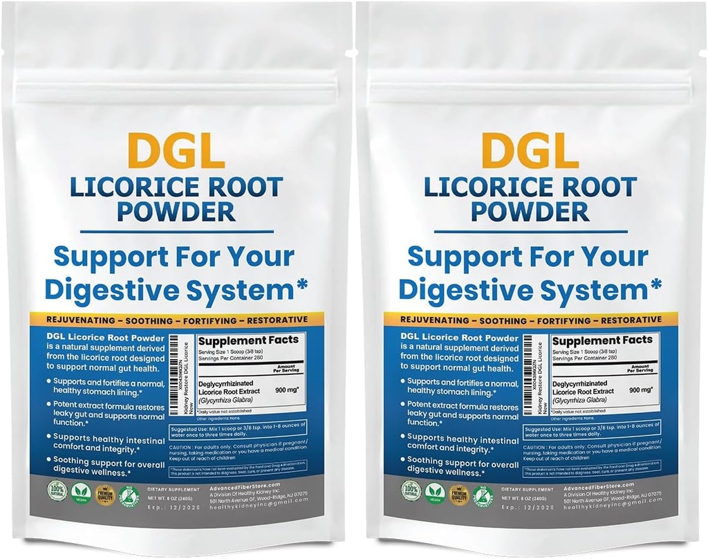DGL Licorice Supplement: Supports Digestive Health, Gut Lining Support, DGL Powder for Wellness, Licorice Root Extract Powder, 140 Servings (2-Pack) 2