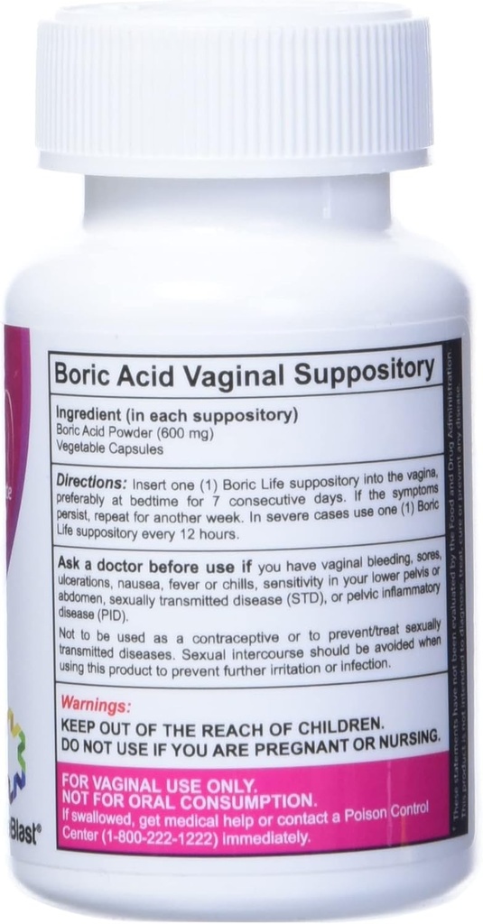 NutraBlast Boric Acid Vaginal Suppositories - 100% Pure Made in USA - Boric Life Intimate Health Support (30 Count) 5