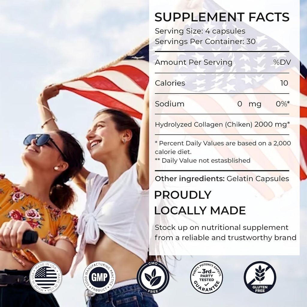 SIRUNES Chicken Collagen Capsules - Type II Collagen Nutritional Supplement for Joint, Skin & Bone Support - Non-GMO, Anti-Aging Dietary Supplements with Hydrolyzed Collagen Peptides - 120 Capsules 6