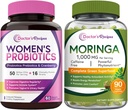 Doctor's Recipes Women’s Probiotics & Organic Moringa Bundle, GI and Women’s Health, Natural Antioxidant Support, No Gluten, Pro (60 Capsules) & Moringa (90 Capsules) 2