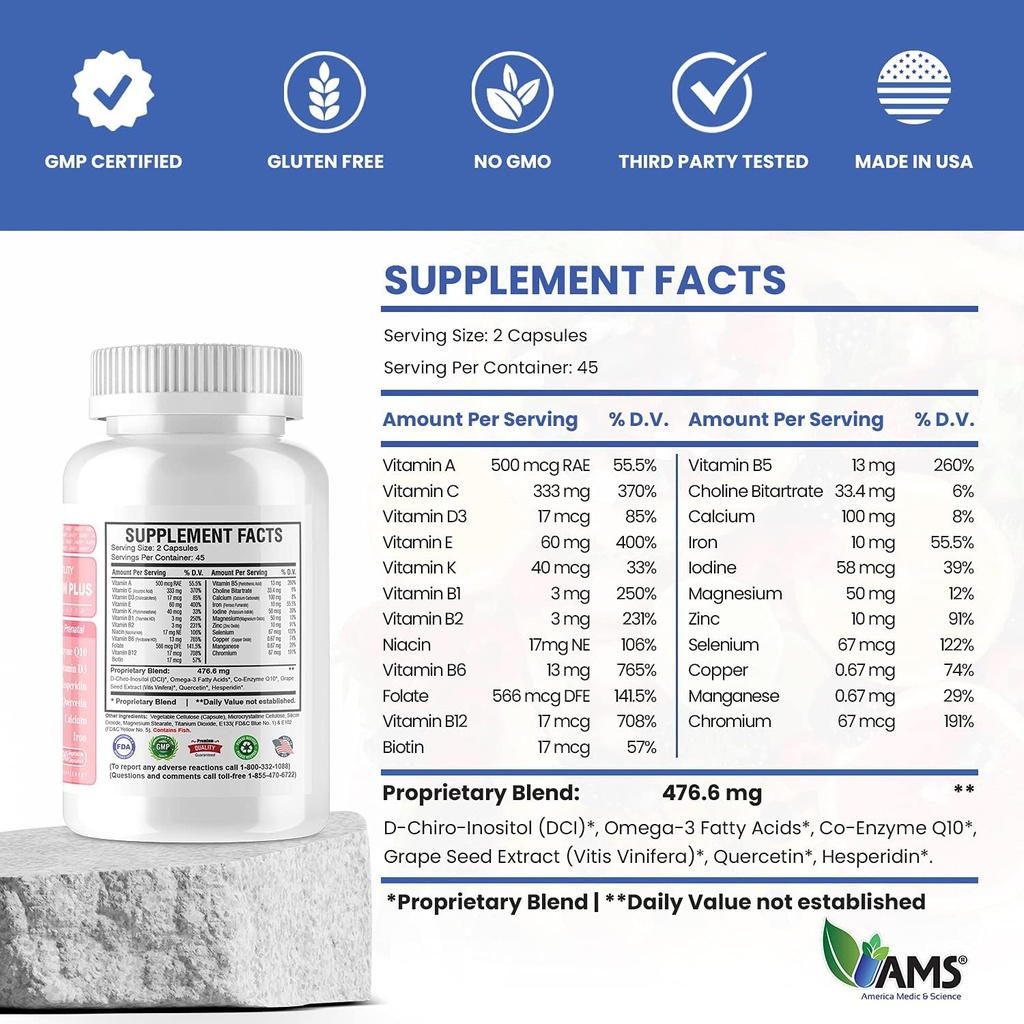 America Medic & Science Preconception Plus (90 Capsules) Conception and Fertility Supplement | Physician Formulated Pills to Support Conception | Prenatal Vitamins Best for Women Trying to Conceive 6