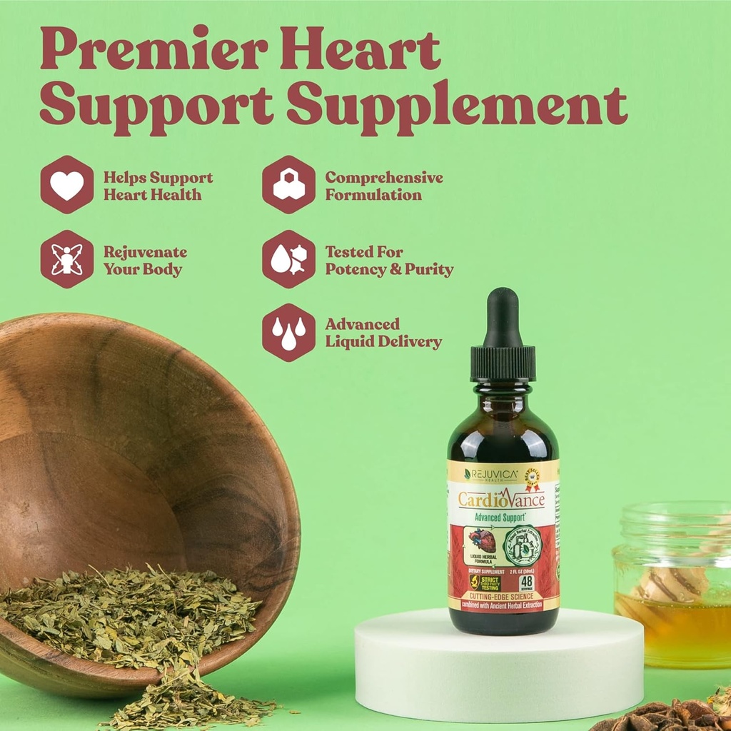Rejuvica Health CardioVance - Heart Support Supplement - Liquid Delivery for Better Absorption - Hawthorne, Hibiscus, Arjuna, Olive Leaf & More! 4