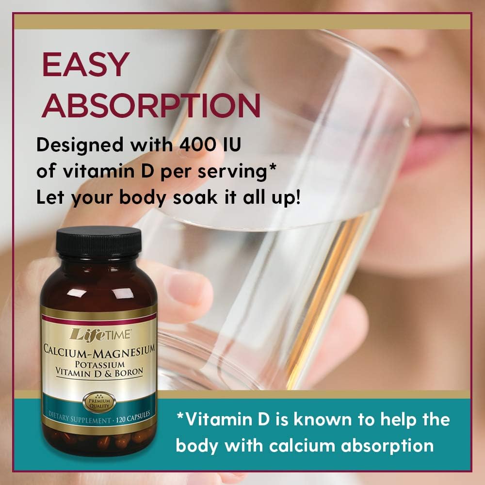 LIFETIME Calcium Magnesium Potassium, Vitamin D & Boron | Support Bone & Muscle Health | Easy Absorption | 120 Capsules, 30 Servings 5