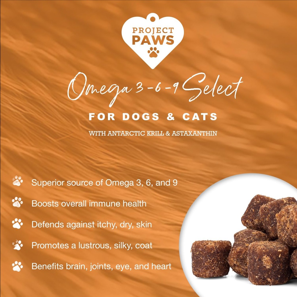 Project Paws Omega 3-6-9 Select Fish Oil for Dogs - Krill Oil Skin and Coat Supplement - 120 Count 5