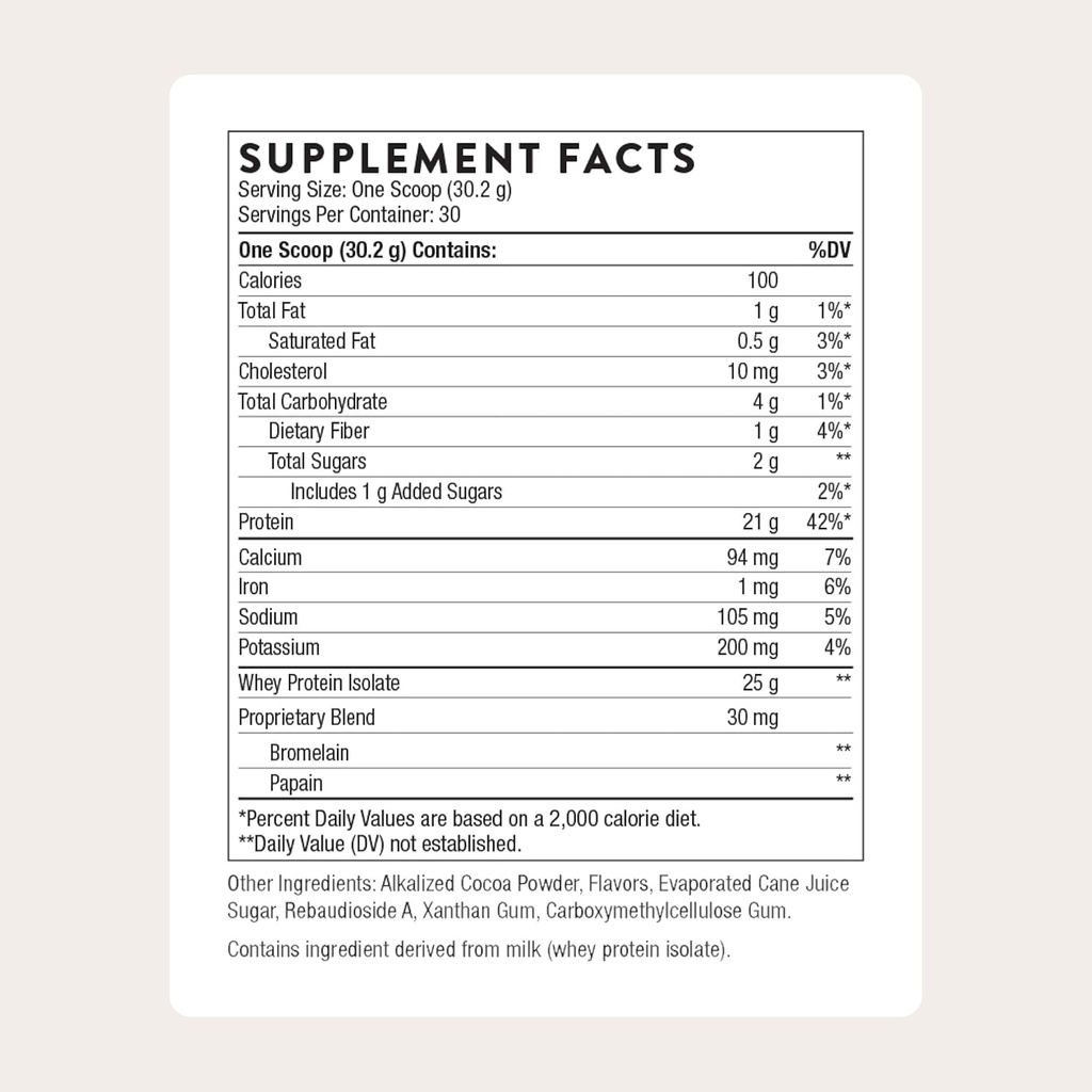 THORNE - Whey Protein Isolate - 21 Grams of Easy-to-Digest Whey Protein Powder - NSF Certified for Sport - Chocolate - 31.9 Ounces - 30 Servings 3