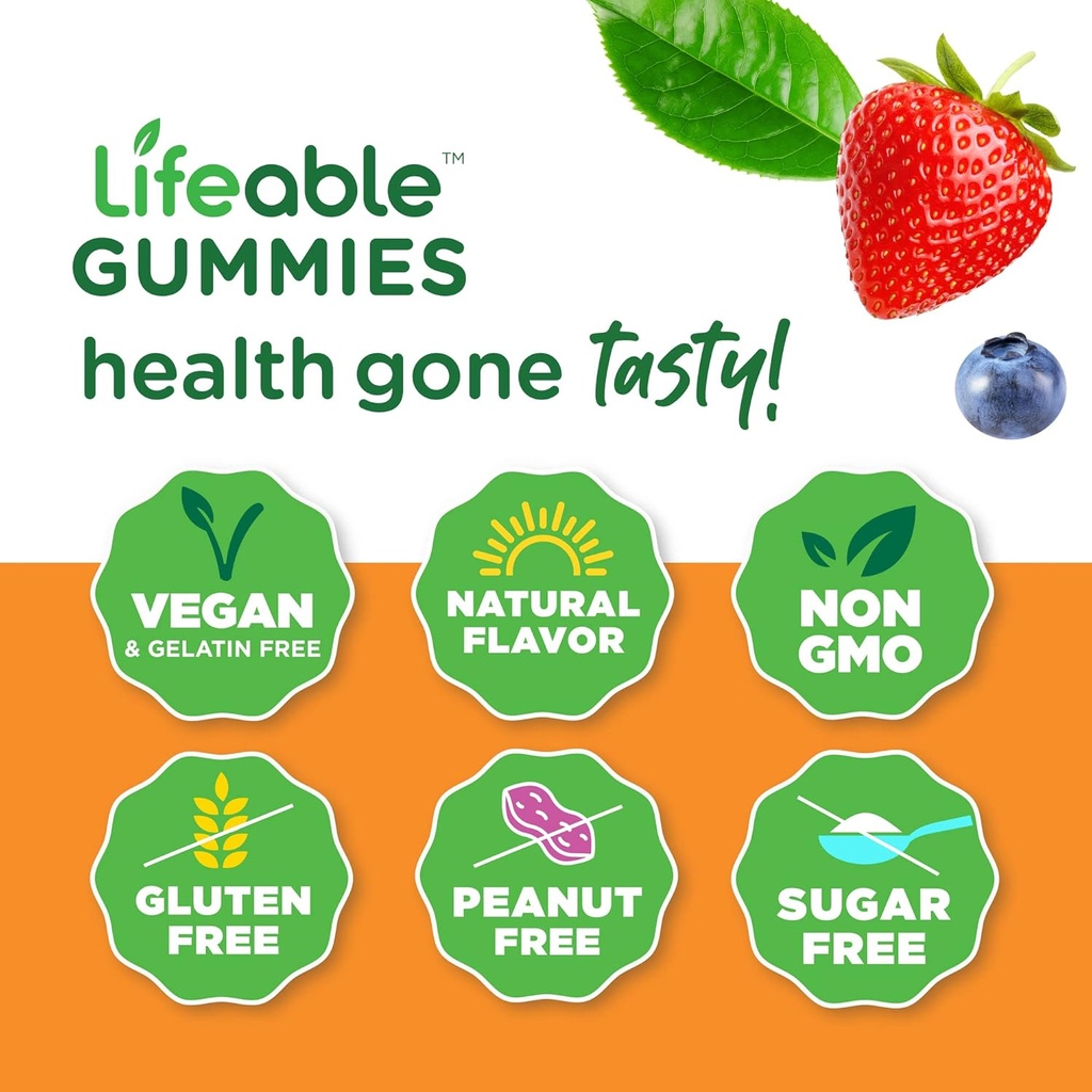 Lifeable Sugar Free Preciotic Fiber Kids + Vitamin C Kids, Gummies Bundle - Great Tasting, Vitamin Supplement, Gluten Free, GMO Free, Chewable Gummy 5