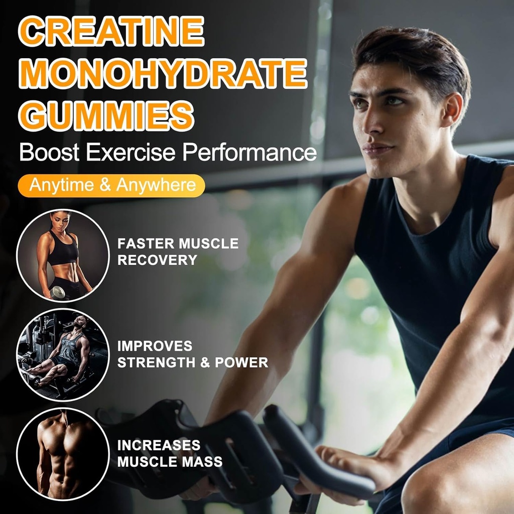 2 Pack Creatine Monohydrate Gummies 5000mg for Men & Women, 120 CT Chewable Creatine Monohydrate for Energy Boost, Muscle Support, 5.6g of Creatine Monohydrate per Serving - Sugar Free 4