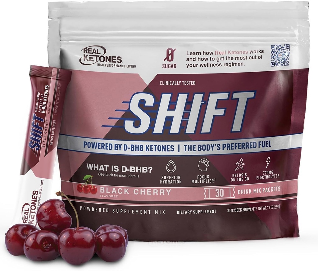 Real Ketones Intermittent Fasting Drink Mix Bundle for Weight Loss Support Black Cherry Shift Electrolytes & Intermittent Fasting Electrolytes for Men with BHB Exogenous Ketones (30 Count Each) 3
