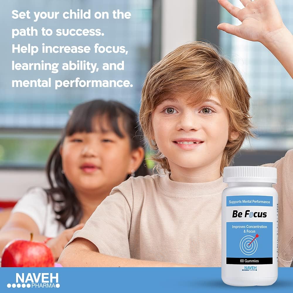 NAVEH PHARMA Be Focus | Focus Supplement | Natural Brain Booster for Kids & Adults | 30mg Saffron Supplements | Nootropic | Help with Memory & Attention | 60 Vegan & Non GMO Gummies (Strawberry) 6