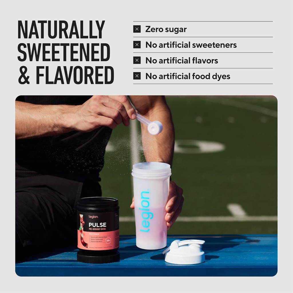 LEGION- All Natural Nitric Oxide Preworkout Drink to Boost Energy, Creatine Free, Naturally Sweetened, Beta Alanine, Citrulline, Alpha GPC (Grape) 6