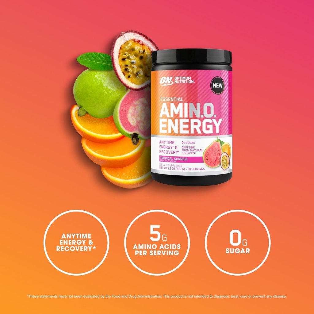 Optimum Nutrition New Flavor Amino Energy - Pre Workout with Green Tea, BCAA, Amino Acids, Keto Friendly, Green Coffee Extract, Energy Powder - Tropical Sunrise, 30 Servings (Packaging May Vary) 6