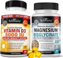 High Strength Vitamin D3 5000 IU 125 mcg (1 Year Supply) Plus High Absorption Magnesium Bisglycinate Capsules (2 Month Supply) 2