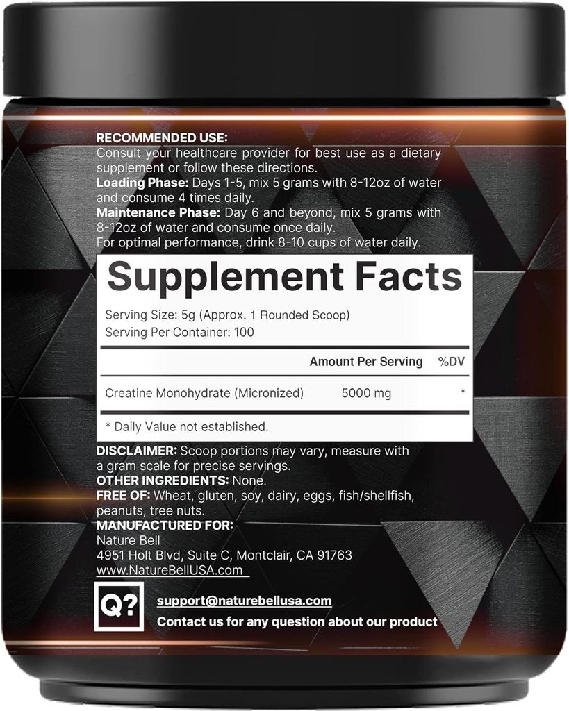 NatureBell Creatine Monohydrate Powder & Taurine Capsules 1,000mg Per Serving Bundle Pack | High Absorption Micronized Creatine | Essential Amino Acids Supplement 4