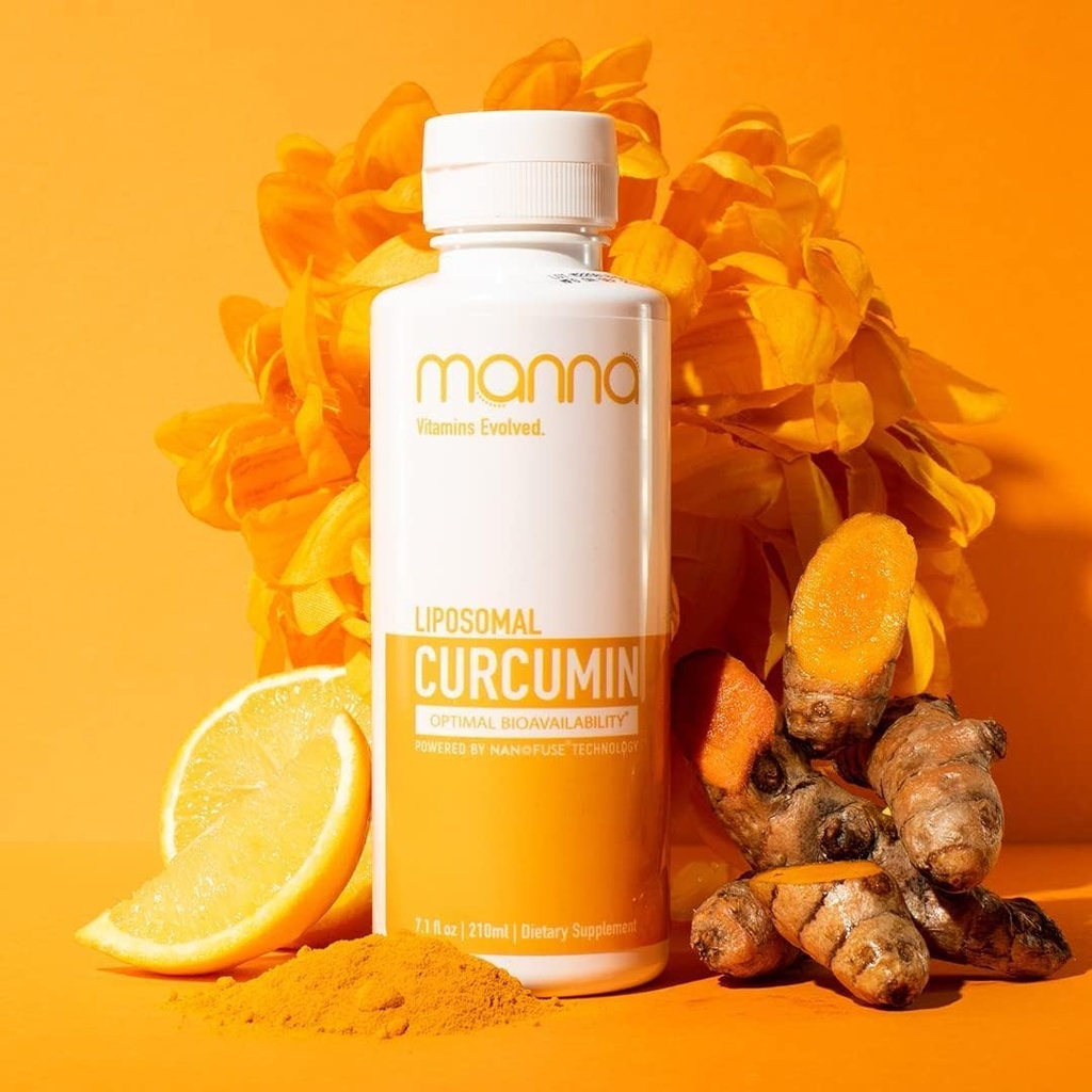 Manna Vitamins Evolved Liposomal Liquid Curcumin for Advanced Absorption Best Turmeric Supplement for Daily Joint & Immune Health Support - Vegan, Non-GMO, 95% Curcuminoids (2 Pack) 2