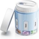 Daviky Pill Bottle Organizer, Supplement Organizer with 7 Large Compartments, Travel Pill Dispenser Round Pill Box with Two Lids（Blue） 2