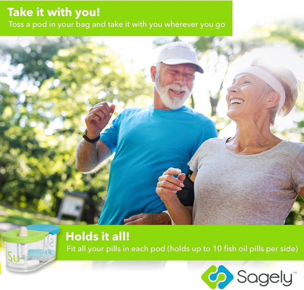 Sagely Smart XL Weekly Pill Organizer - Sleek AM/PM Twice a Day Pill Box with Free Smartphone Reminder App and 7 Day Travel Containers (Large Enough to Fit Fish Oil and Vitamin D Supplements) 6