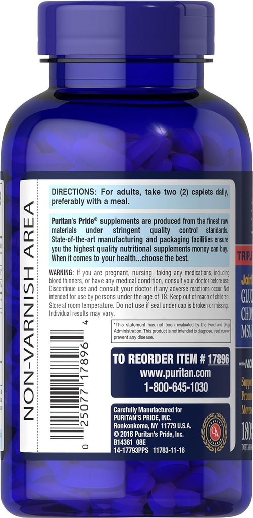 Puritan's Pride Glucosamine Chondroitin MSM Tablets, 2 Per Day Formula 5