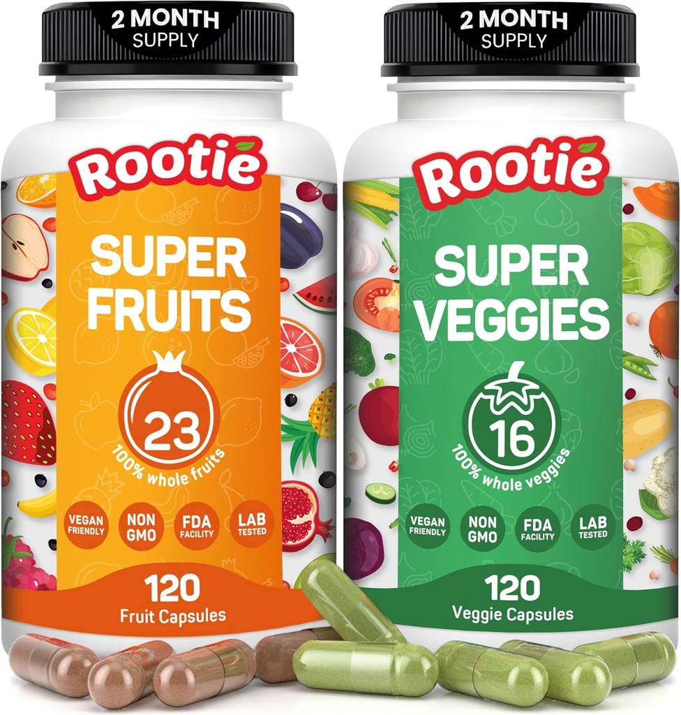 Fruits and Veggies Supplement (60 Day Supply) Powerfull Blend of 39 Whole Fruits and Veggies, Fills Nutritional Gaps, Get Energy, Well-being. USA Made Non-GMO/Vegan/Gluten Free. Packaging May Vary 2