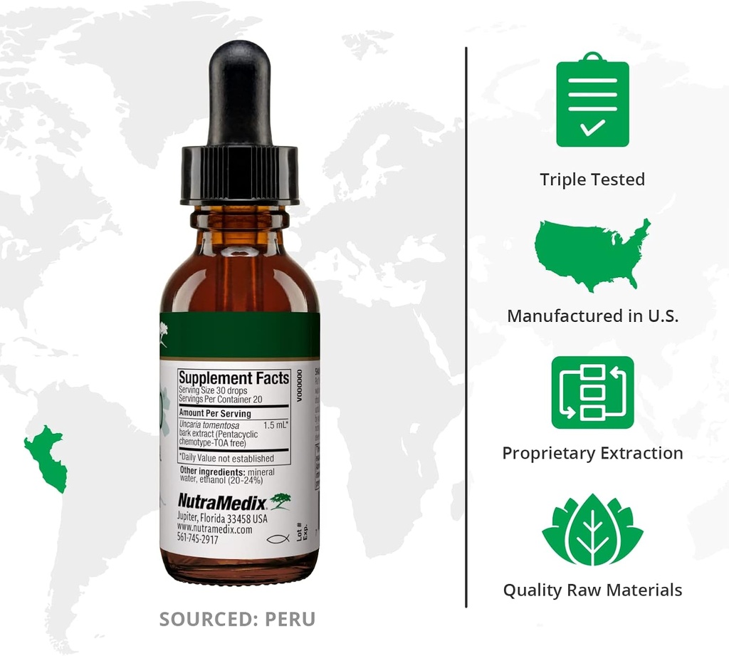 NutraMedix Samento Cat's Claw Tincture - Cat's Claw Immune Support Supplement for Brain, Antioxidant, Cardiovascular & Microbial Support - Bioavailable Herbal Supplements from Nature (1oz / 30ml) 3