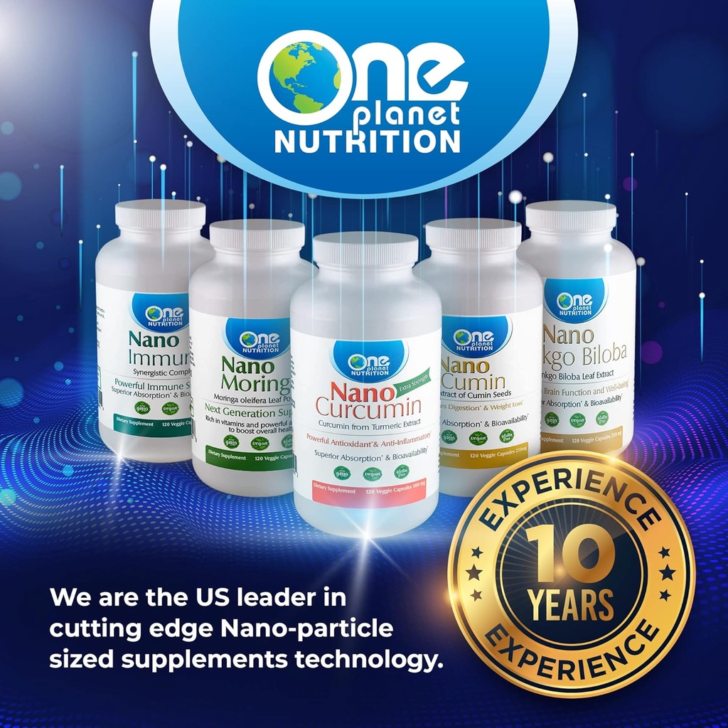 One Planet Nutrition Nano Curcumin Plus 500 mg Veggie Capsules (120 Servings), Nano Curcumin with Boswellia for High Absorption, Supports Joint & Immune Health, Non-GMO, Vegan, Gluten-Free 5