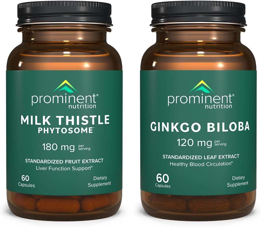 Prominent Nutrition Antioxidant Support Bundle - Ginkgo Biloba Supplement & Milk Thistle Phytosome Supplement 2