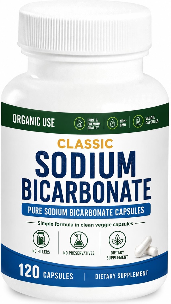 Klassisches Natriumbicarbonat 650mg natürliches organisches Natriumbicarbonatpulver Tabletten Natriumbicarbonat Tabletten (Kaps) Magensäure Alkalität 120caps