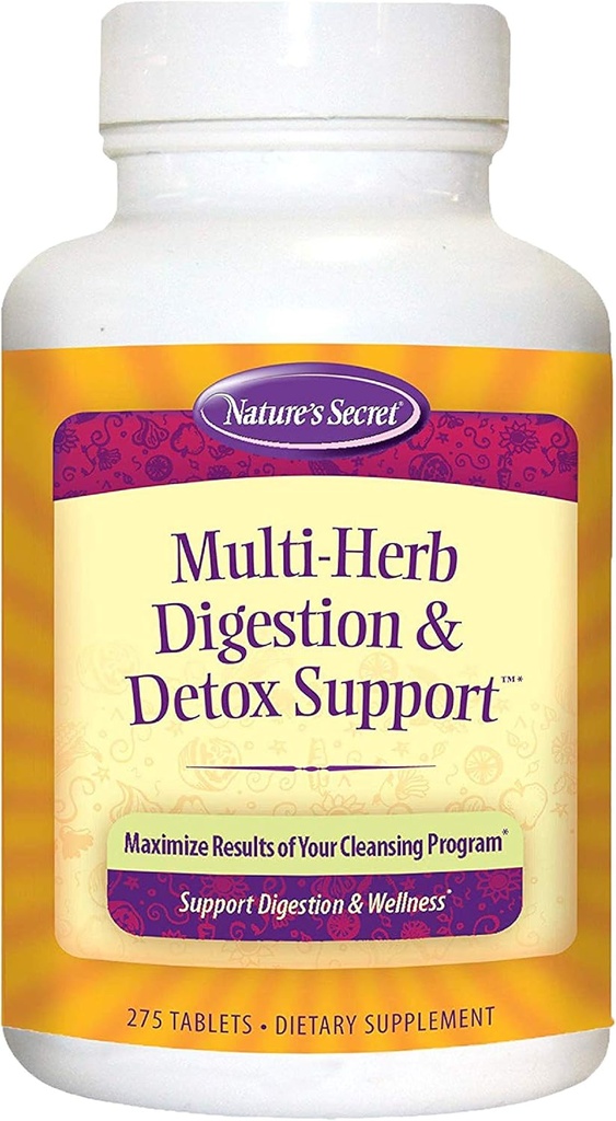 Nature's Secret Multi Herb Digestion & Detox Support - Fördert gesunde Verdauungsfunktion, Verjüngung & Leistungsstarke Reinigung mit Alfalfa, Dandelion, Fennel, Grüner Tee &amp; Mehr - 275 Tabletten