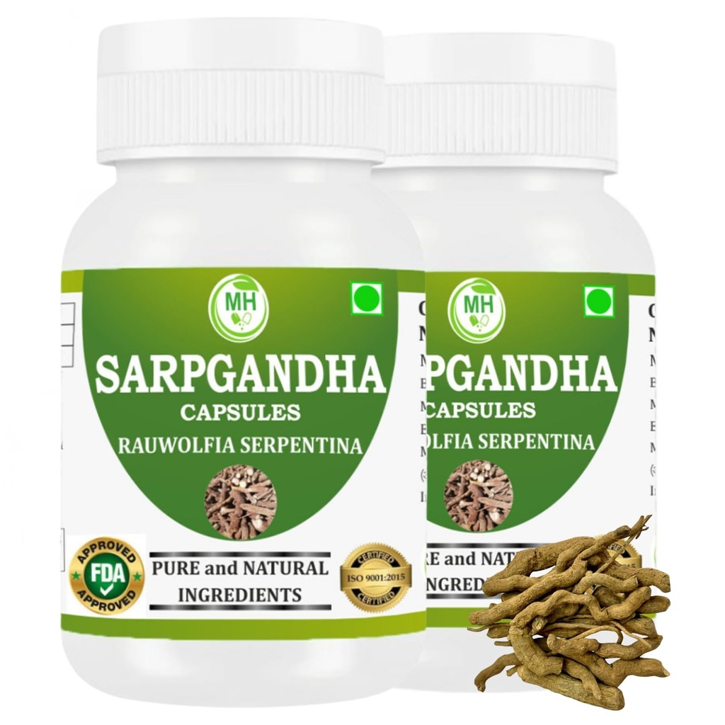 Morsan Healthcare Sarpgandha (Rauwolfia Serpentina) Kapseln – Paket von 2 x 60 Veg Kapseln | 500 mg Kräuterextrakt | Natürliche Ayurvedische Ergänzung für tägliche Wellness