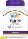 21st Century Fish Oil 1000 Mg Softgels, 60 Count (Pack of 2)