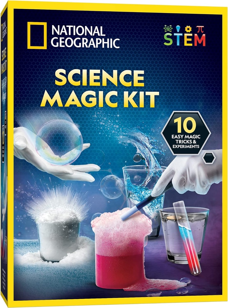 National Geographic Magic Chemistry Set – Science Kit für Kinder mit 10 erstaunlichen magischen Tricks, STEM-Projekte und Wissenschaftsexperimente, Wissenschaftsspielzeug, Großes Geschenk für Jungen und Mädchen 8-12