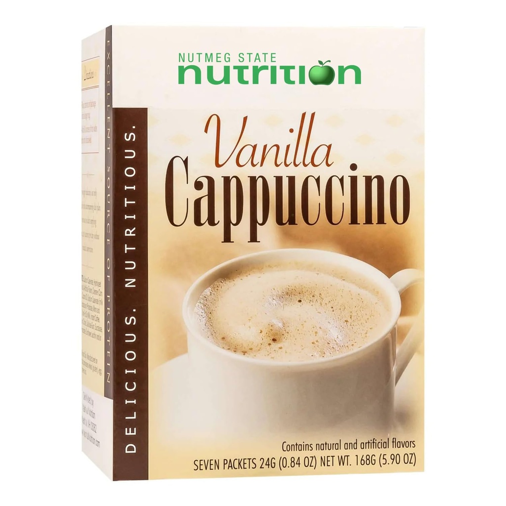 Nutmeg State Nutrition HealthyWise - High Protein Diät - Weight Loss Cappuccino - 15g Protein - Low Calorie - Low Carb - Low Sugar - 7 Portionen pro Box (Vanilla Cappuccino)