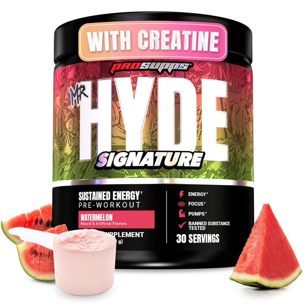 PROSUPPS Mr. Hyde Signature Pre Workout Powder mit Kreatin, Beta Alanine & Caffeine - Performance, Energy & Endurance - Clean Fitness & Gym Supplements für Männer & Frauen (Watermelon, 30 Servietten)