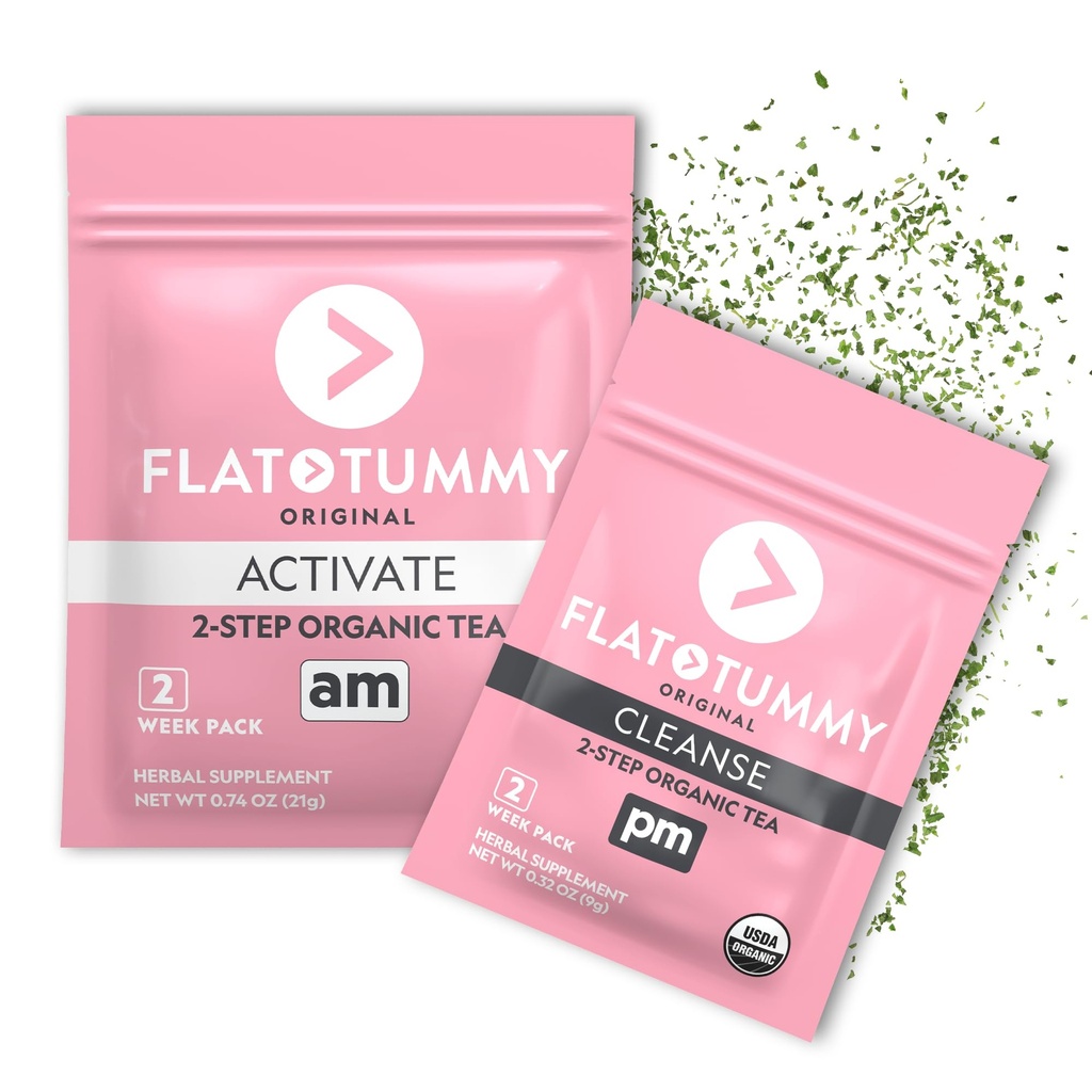 Flat Tummy Detox Tea (2 Wochen-Programm) – 2-Schritt-Detox-Tee, um Energie zu steigern und Bloating zu reduzieren* - All Natural Detox Cleanse w/ Green Tea, Lemon Balm, Dandelion, Fennel, & More - Verdauungsunterstützung