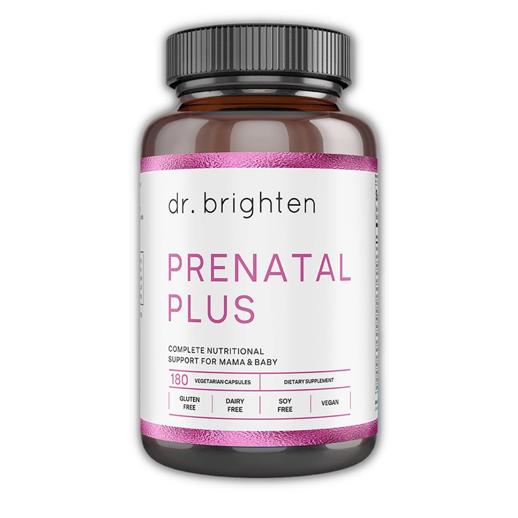 Dr. Brighten Prenatal Plus - Frauenformulierung, Aktive B Vitamine, Mineralstoffe, Antioxidantien für schwangere oder stillende Mütter, Non-GMO Vegan, No Gluten, No Soy - 180 Kapseln
