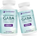 Liposomal GABA ergänzt 1000mg mit L-Theanin 200mg, Hohe Absorption,Ashwagandha,Chamomile,Tart Cherry Kräuterergänzung für Erwachsene,120 Softgels,Non-GMO,Gluten Frei